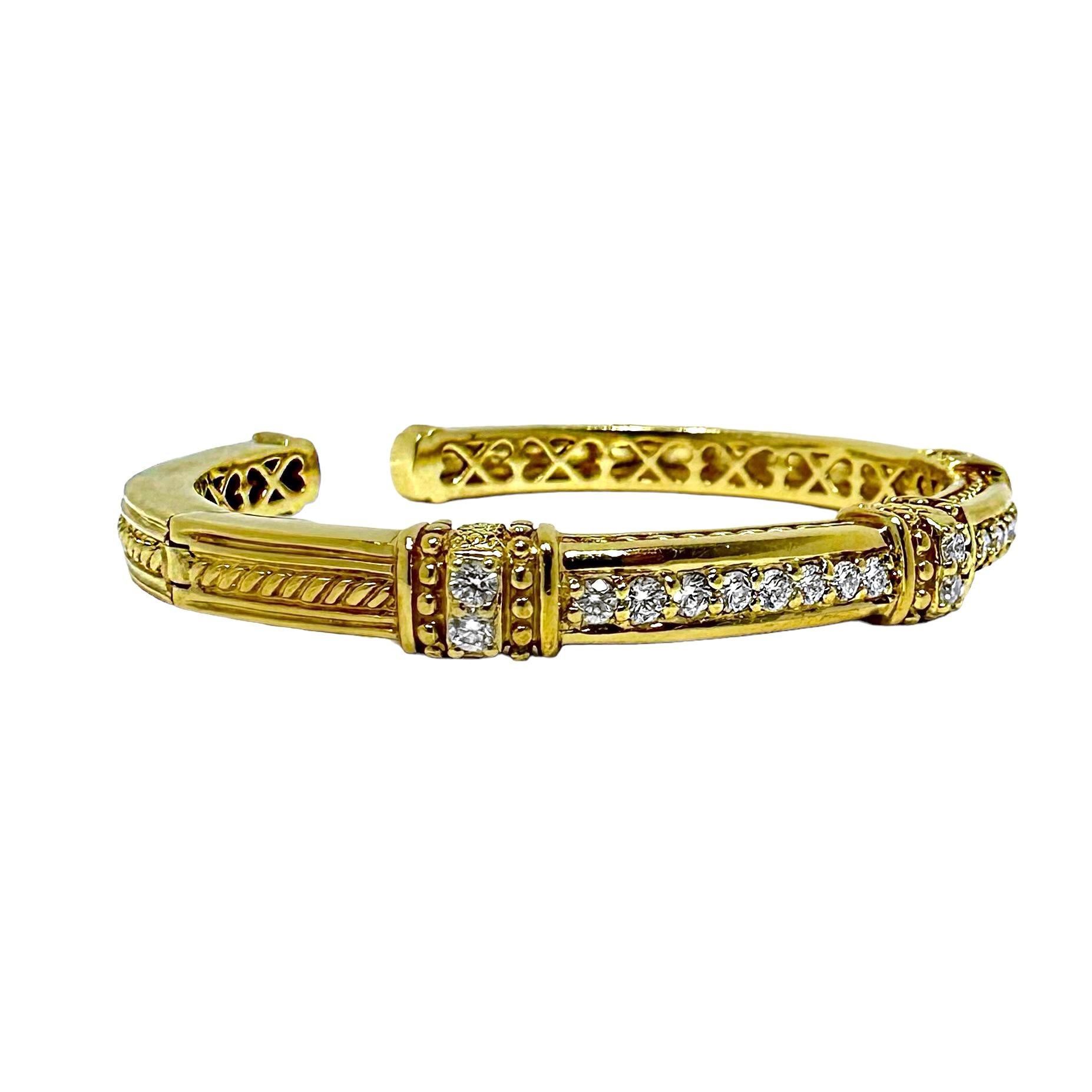 Vintage Judith Ripka Gold and Diamond Bangle Bracelet For Sale 3