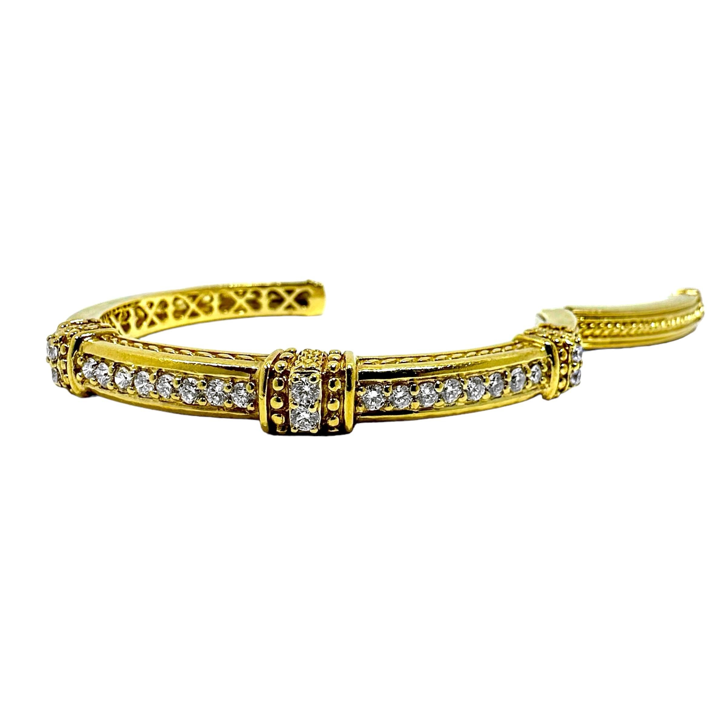 Vintage Judith Ripka Gold and Diamond Bangle Bracelet For Sale 4