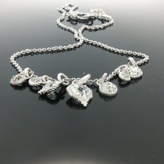 Vintage Judith Ripka Sterling Silver 7 Charm Necklace 18''-20'' Authentic