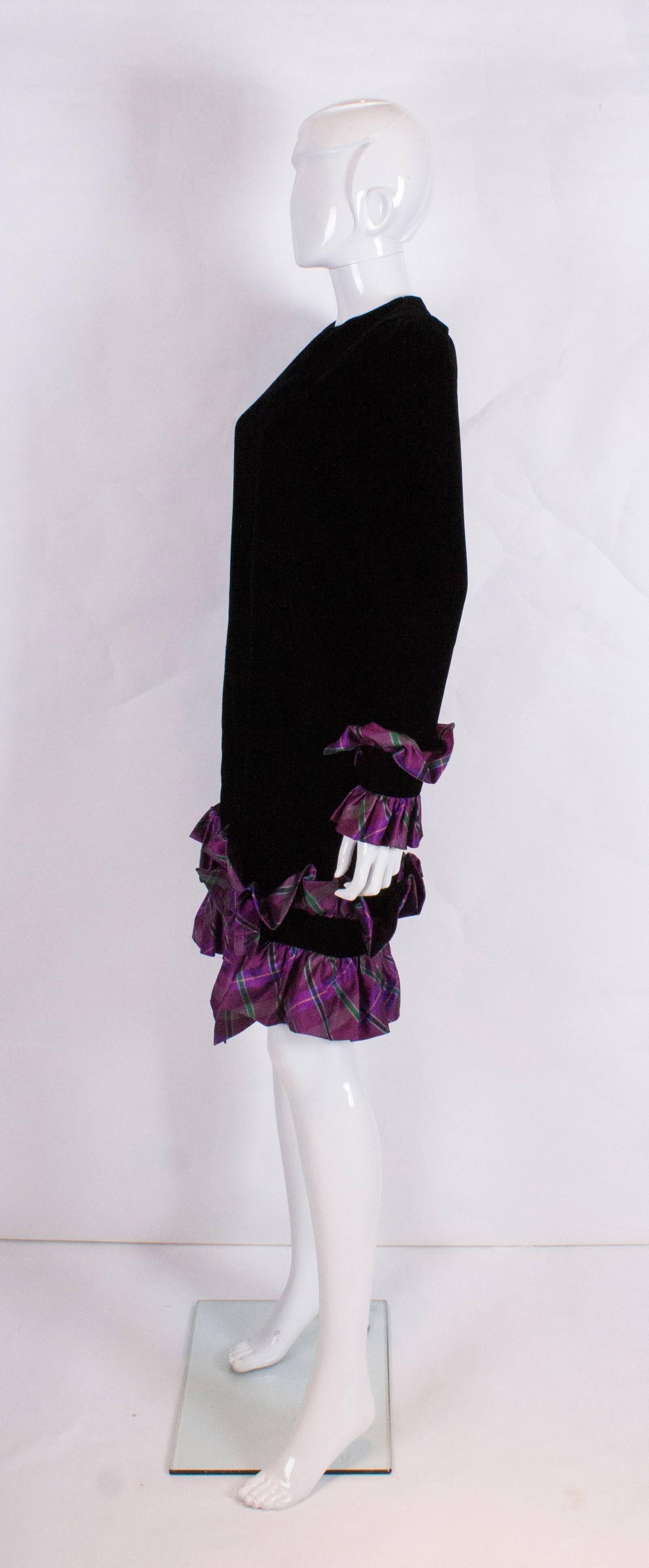 Black Vintage Juditte Velvet and Silk Cocktail Dress For Sale