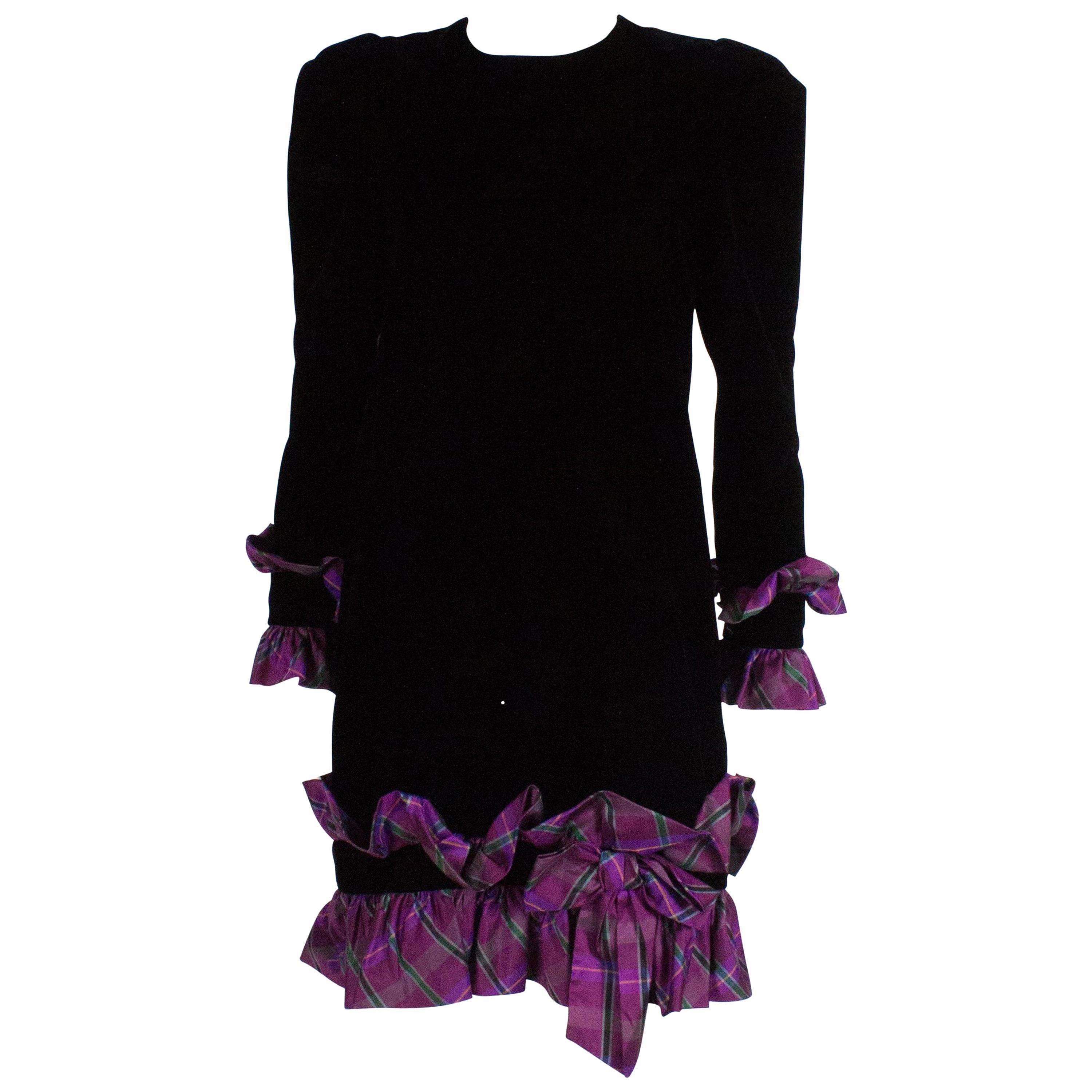 Vintage Juditte Velvet and Silk Cocktail Dress For Sale