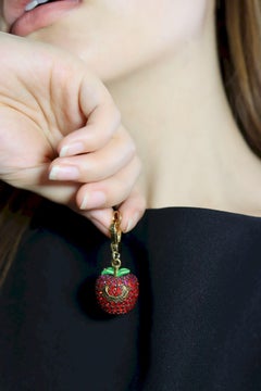 Vintage  Juicy Couture Gold Tone Rhinestone Apple Charm