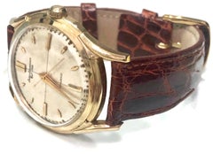 Vintage Jules Jurgenson 14 Karat Gold Automatic Wristwatch with Crocodile Band