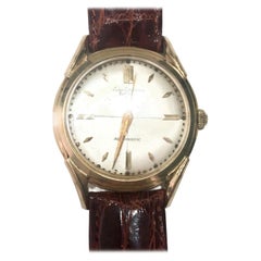 Vintage Jules Jurgenson 14 Karat Gold Automatic Wristwatch with Crocodile Band