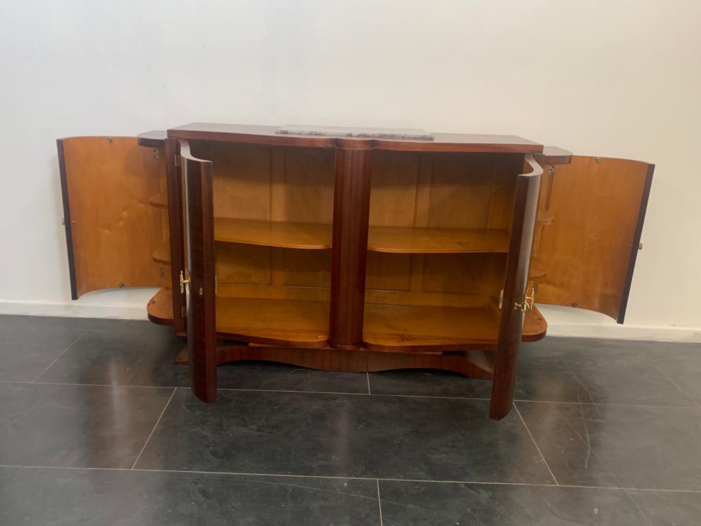 Vintage Jules Leleu Style Mahogany Credenza with Bronze Elements For Sale 11