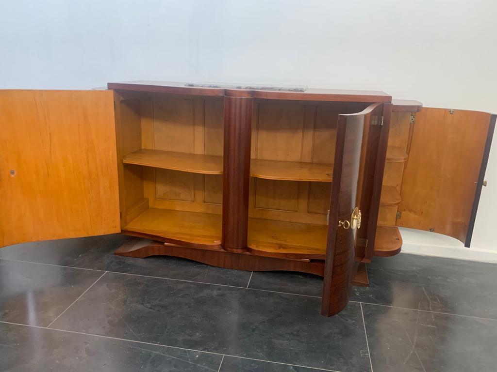 Vintage Jules Leleu Style Mahogany Credenza with Bronze Elements For Sale 12