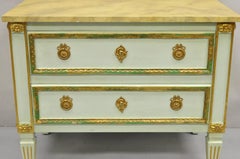 Vintage Julia Gray LTD. French Louis XVI Green & Gold Nightstand Chest Commode