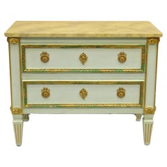 Vintage Julia Gray LTD. French Louis XVI Green & Gold Nightstand Chest Commode