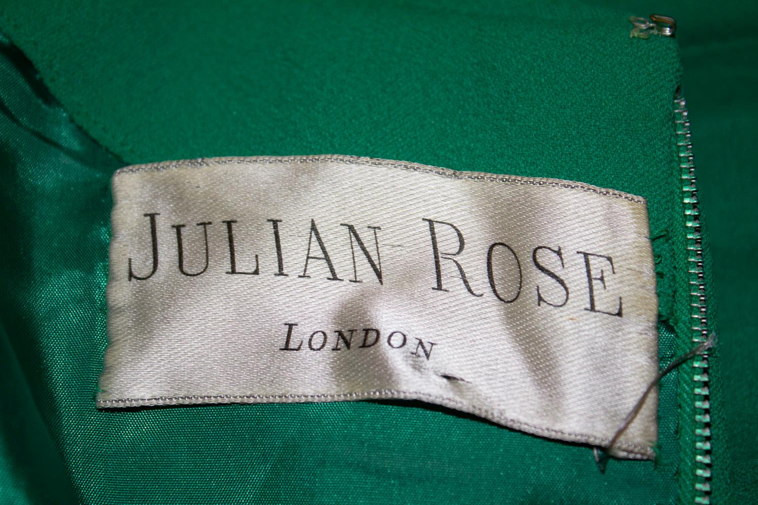 Vintage Julian Rose Green Crepe Evening Gown For Sale 2