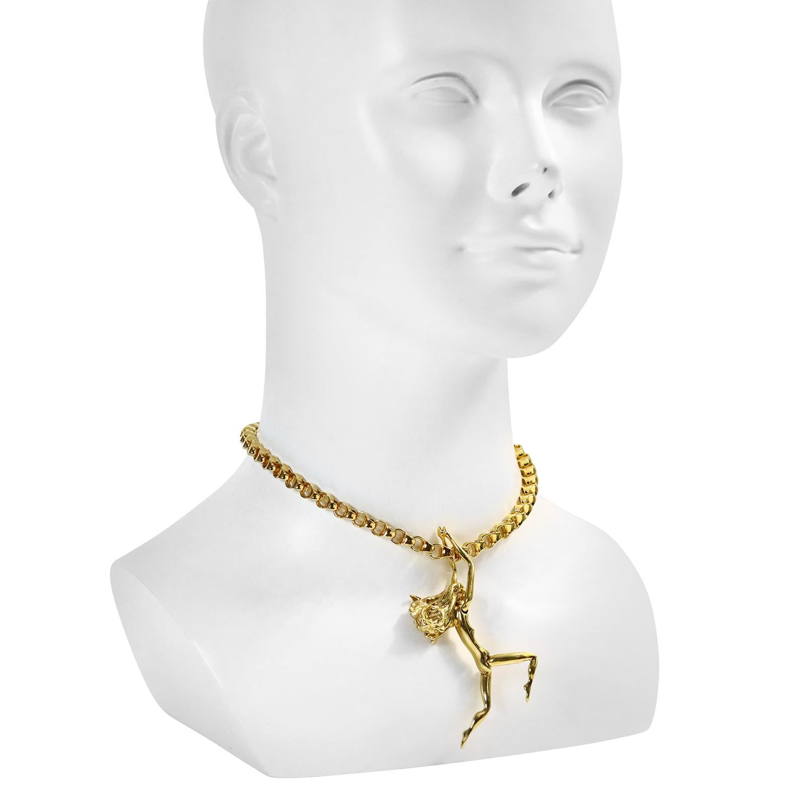 Modern Vintage Julian Snelling Acrobatic Lady Necklace, Circa 1980s For Sale