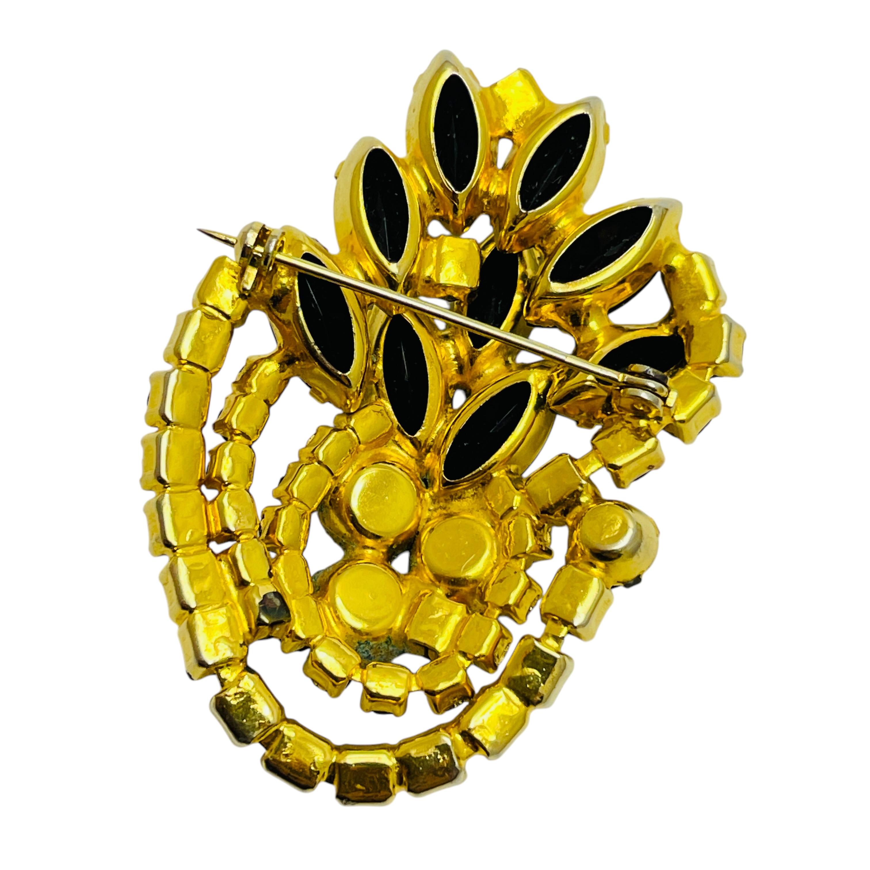 Vintage JULIANA DeLizza Elster tono de oro negro pendientes de diamantes de imitación broche conjunto en Bueno estado para la venta en Palos Hills, IL
