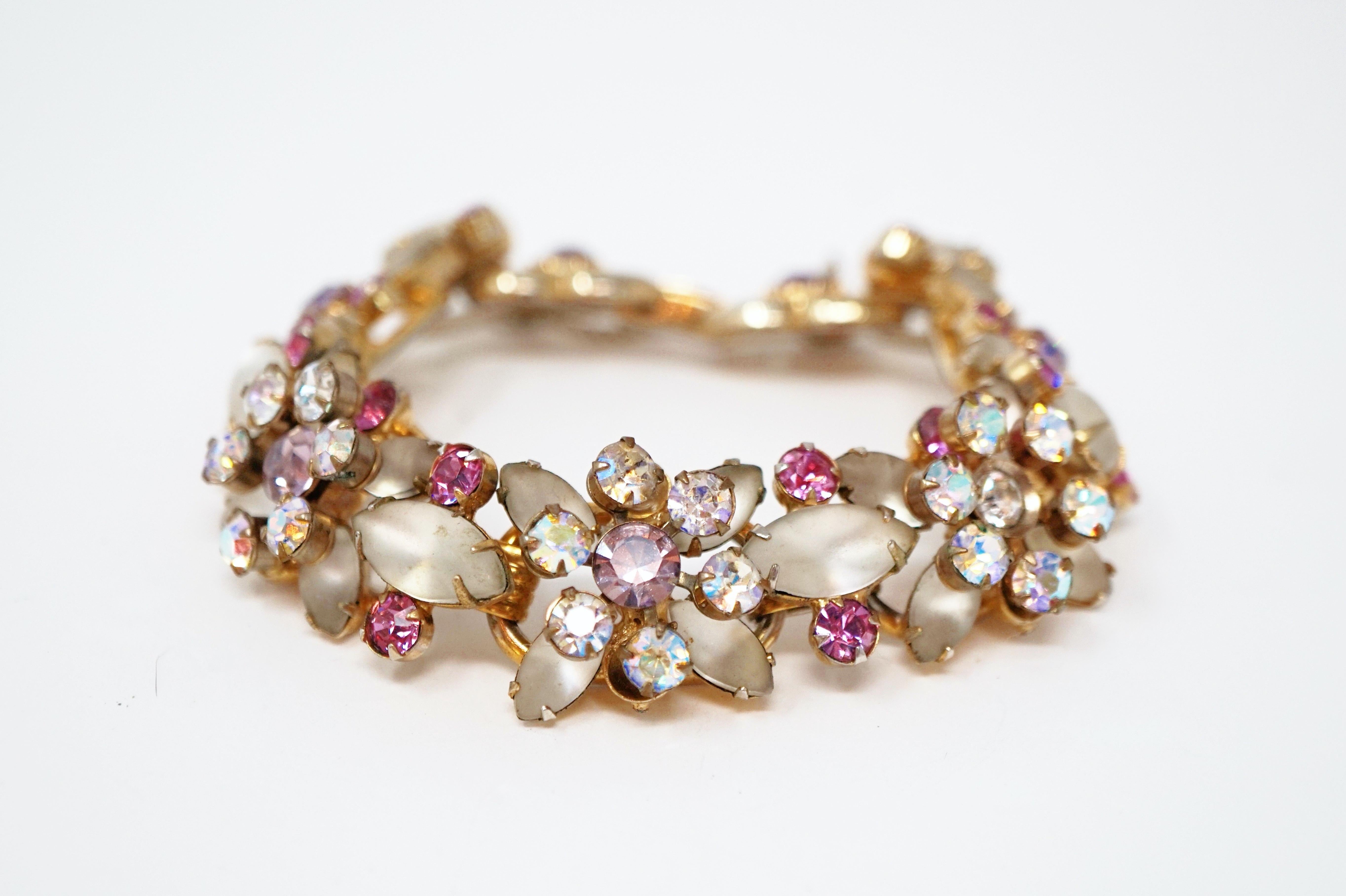 Vintage Juliana Frosted Rhinestone Bracelet by DeLizza & Elster, circa 1967 In Good Condition In McKinney, TX