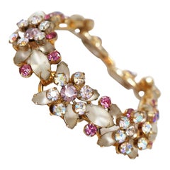 Retro Juliana Frosted Rhinestone Bracelet by DeLizza & Elster, circa 1967