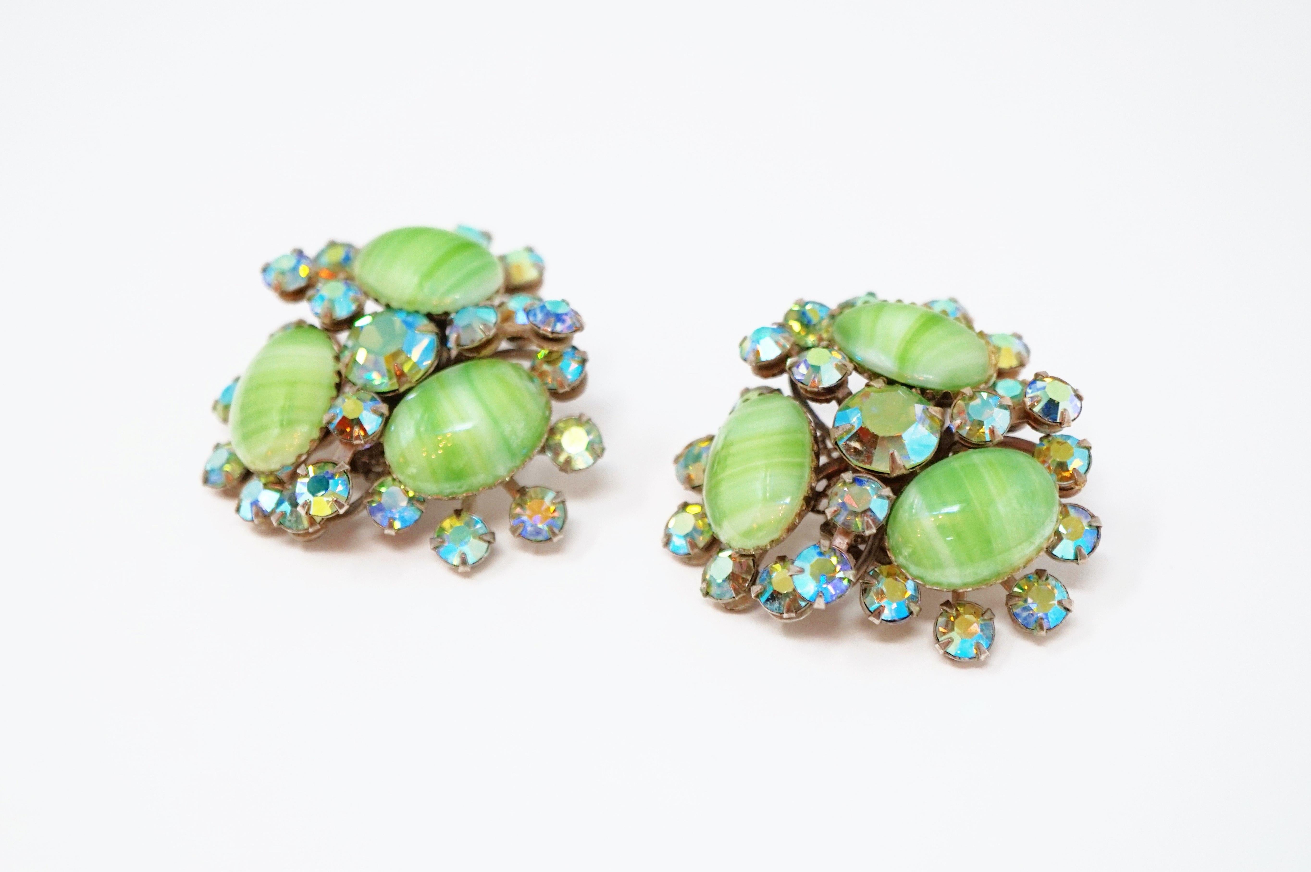 mint green statement earrings
