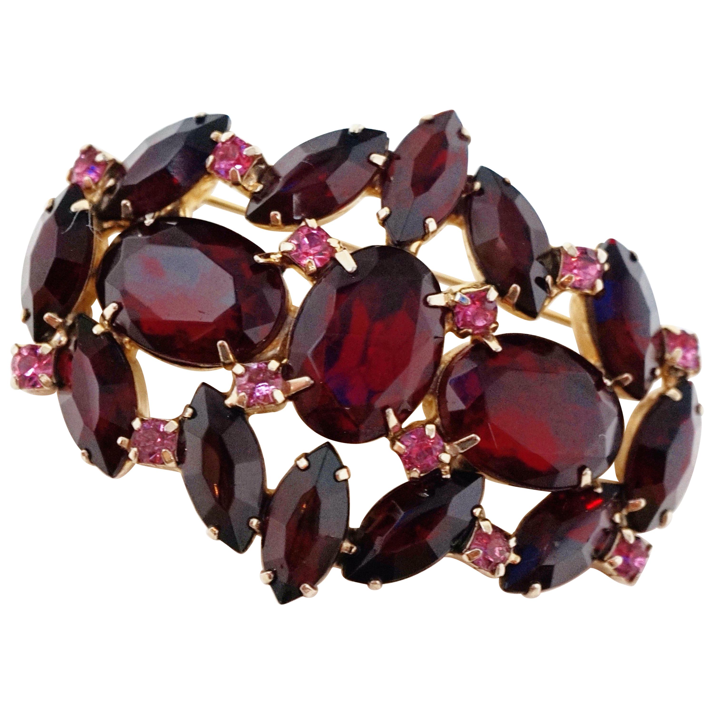 Vintage Juliana-Style Ruby Red Crystal Rhinestone Brooch