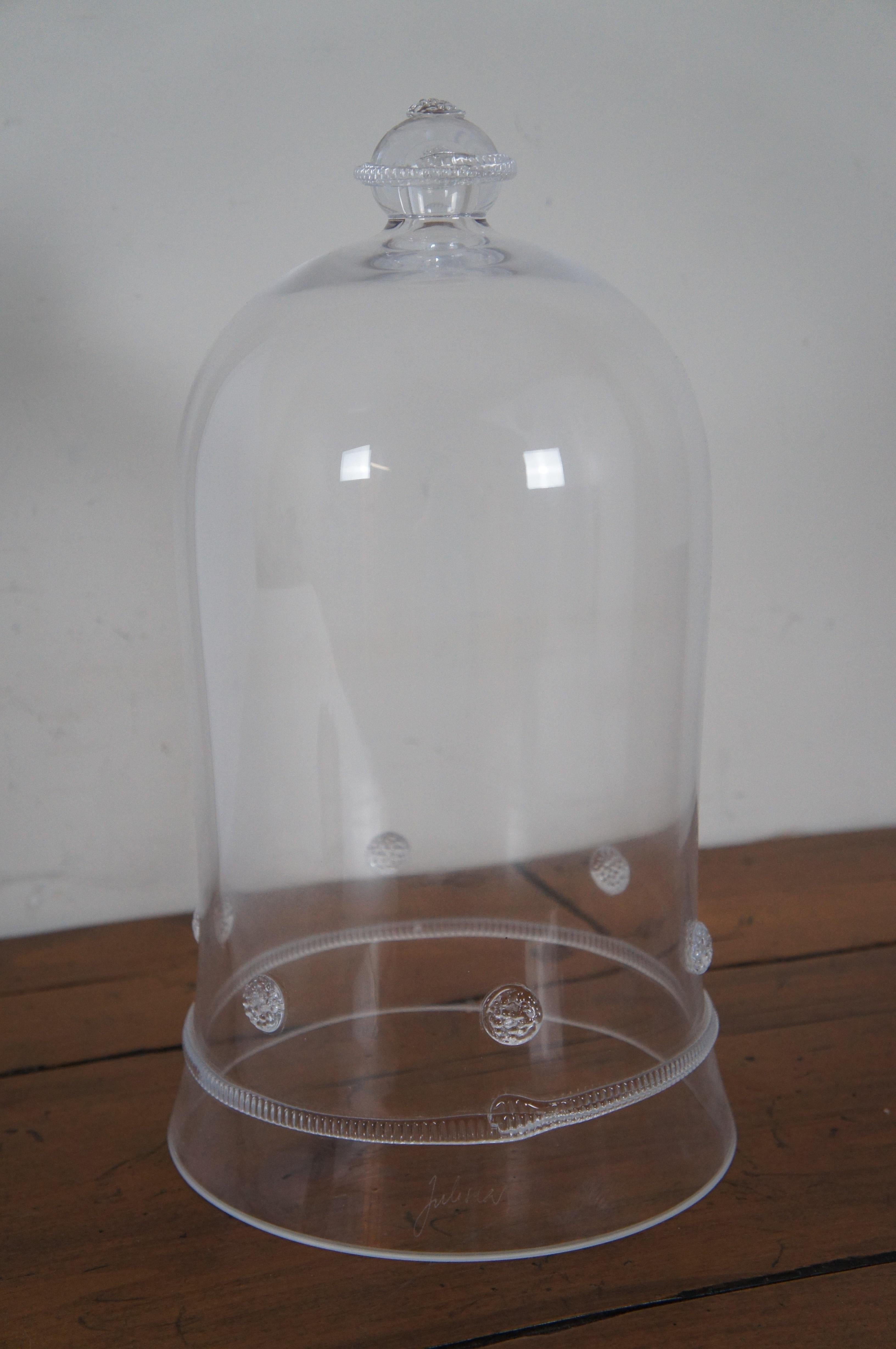 Vintage Juliska Art Glass Isabella Cloche Dome Bell Jar Display Terrarium 13” 7