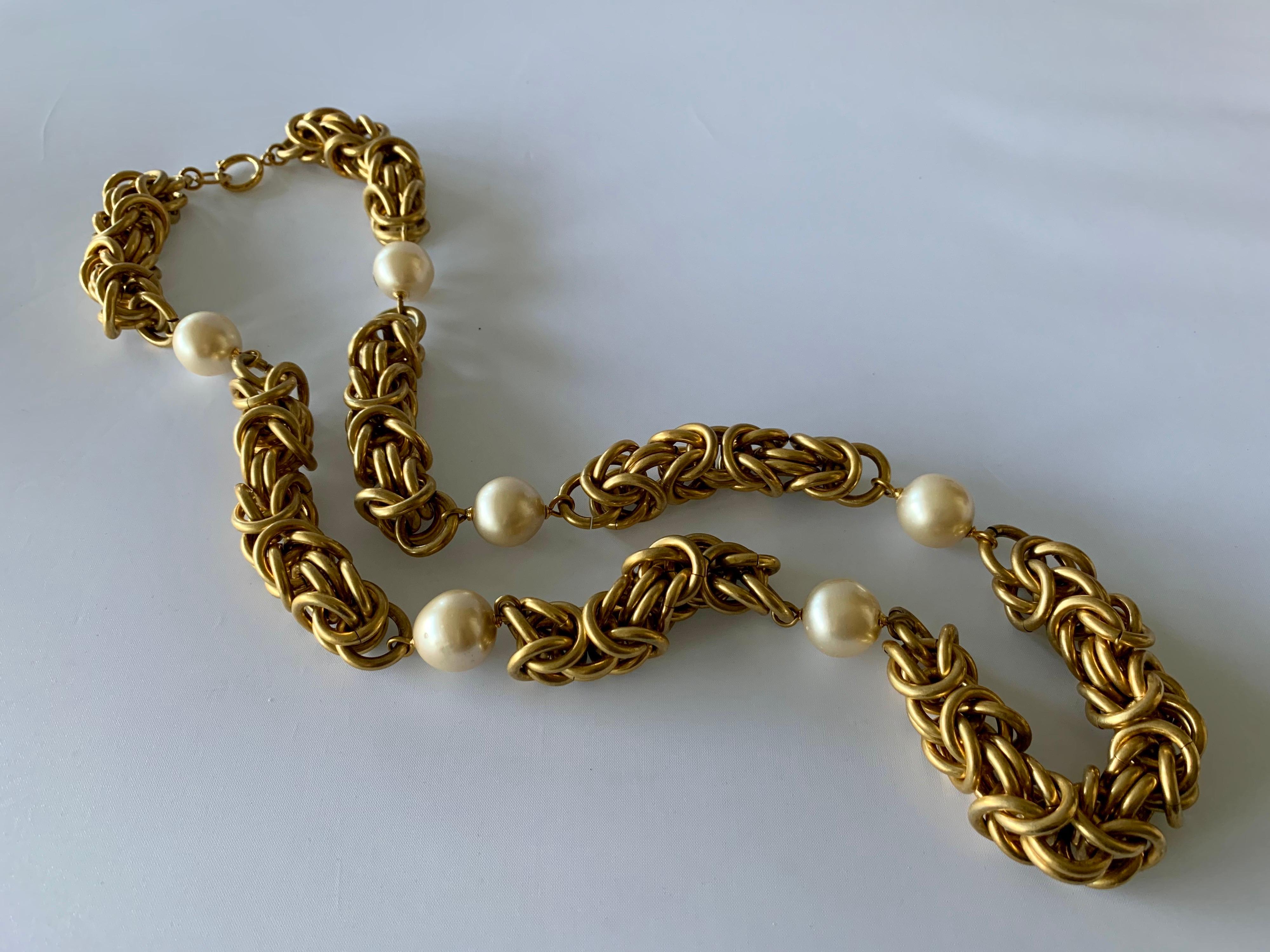 Bead Vintage Jumbo Chanel Gold and Pearl Runway Necklace 