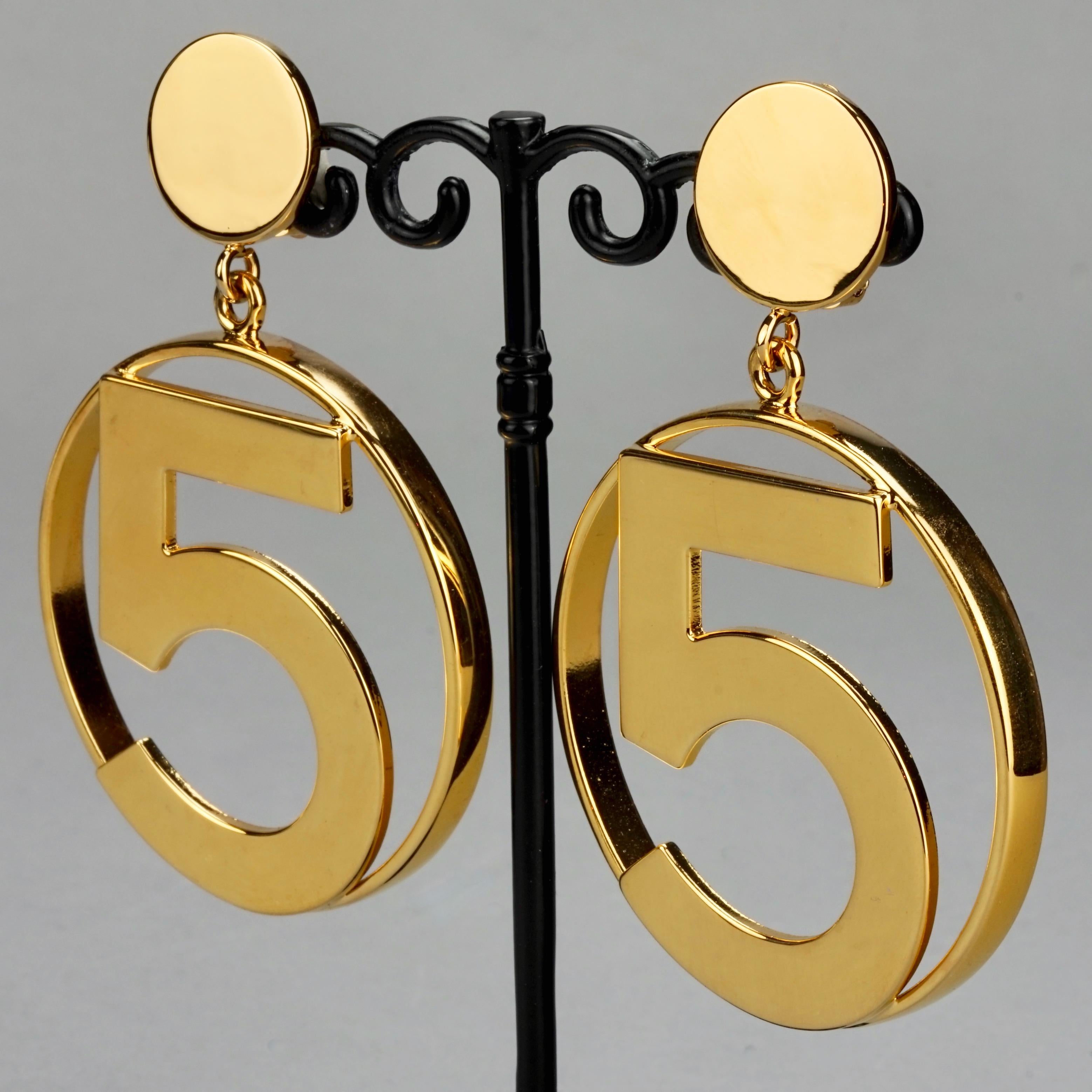 Women's Vintage Jumbo CHANEL Iconic No 5 Hoop Earrings For Sale