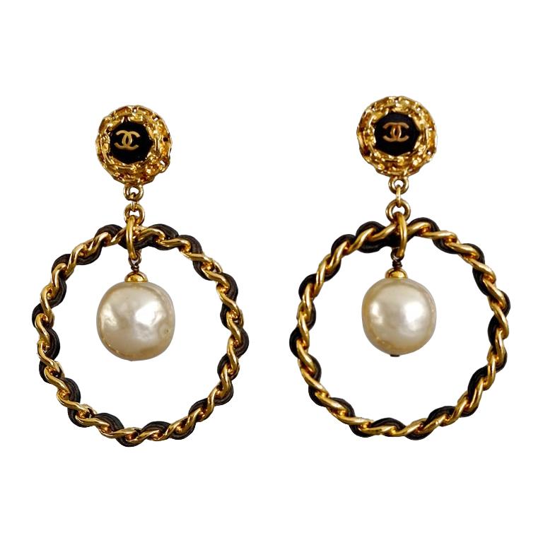 Vintage chanel hoop earrings clearance