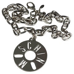Vintage Jumbo MOSCHINO Cutout Logo Medallion Necklace