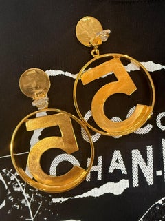 Vintage Jumbo runway CHANEL Iconic No 5 Hoop Earrings