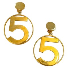 Vintage Jumbo runway CHANEL Iconic No 5 Hoop Earrings