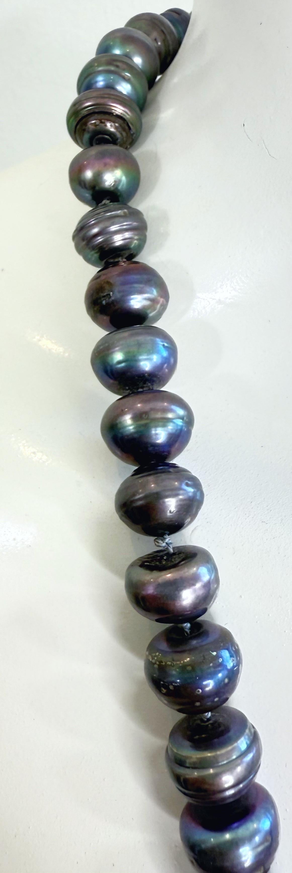 Vintage Jumbo Tahiti Barock Perlenkette 59 Perlen 11 - 15mm 150g Statement (Ungeschliffen) im Angebot