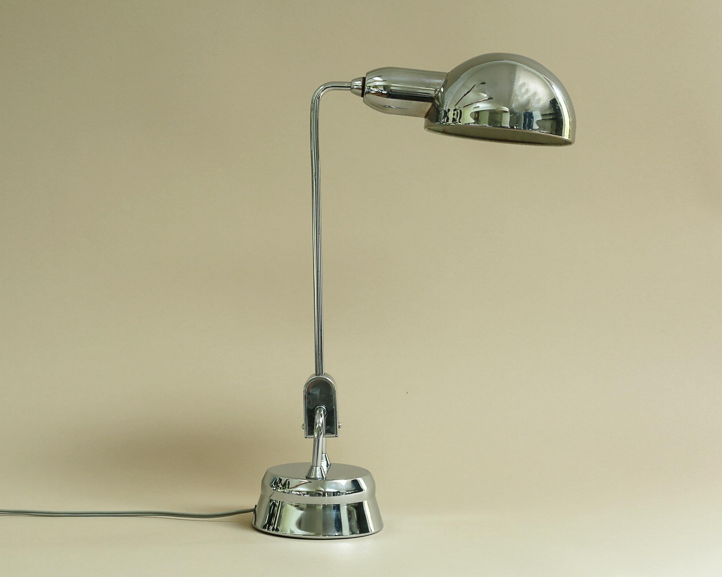 French Vintage Jumo 600 Chrome Table Lamp - 1940's - 1950's Mid Century Modern For Sale