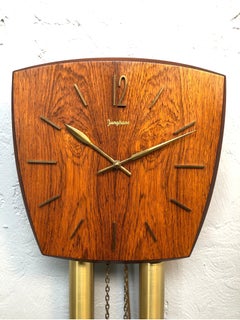 Vintage Junghans Pendulum Wall Clock in Hardwood Veneer from the 1960s