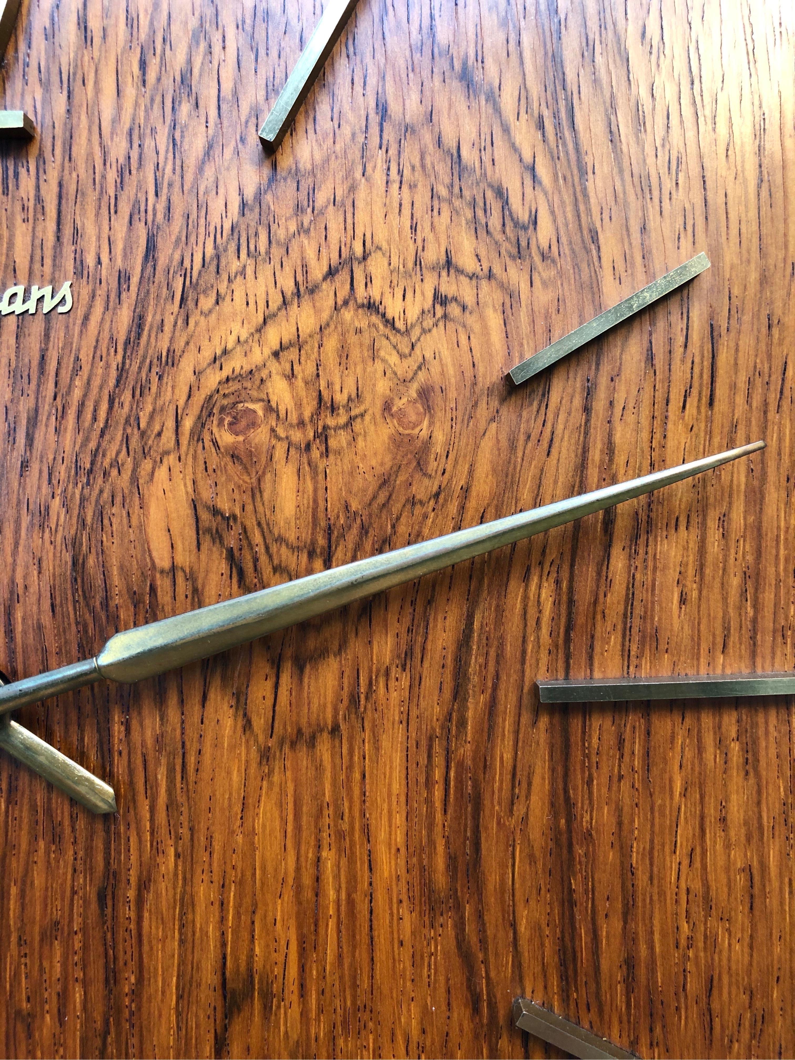 Hand-Crafted Vintage Junghans Pendulum Wall Clock in Hardwood Veneer from the 1960s