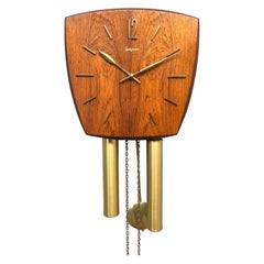 Vintage Junghans Pendulum Wall Clock in Hardwood Veneer from the 1960s