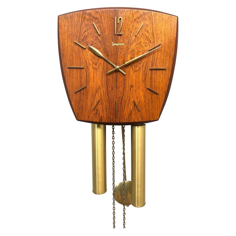 Vintage Junghans horloge murale à pendule en placage de bois dur des années  1960 sur 1stDibs | pendule junghans prix