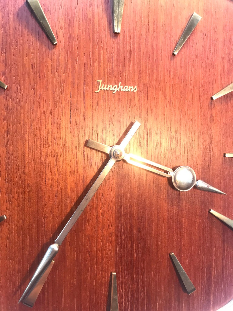 Vintage Junghans Pendulum Wall Clock in Teak from the 1960s at 1stDibs
