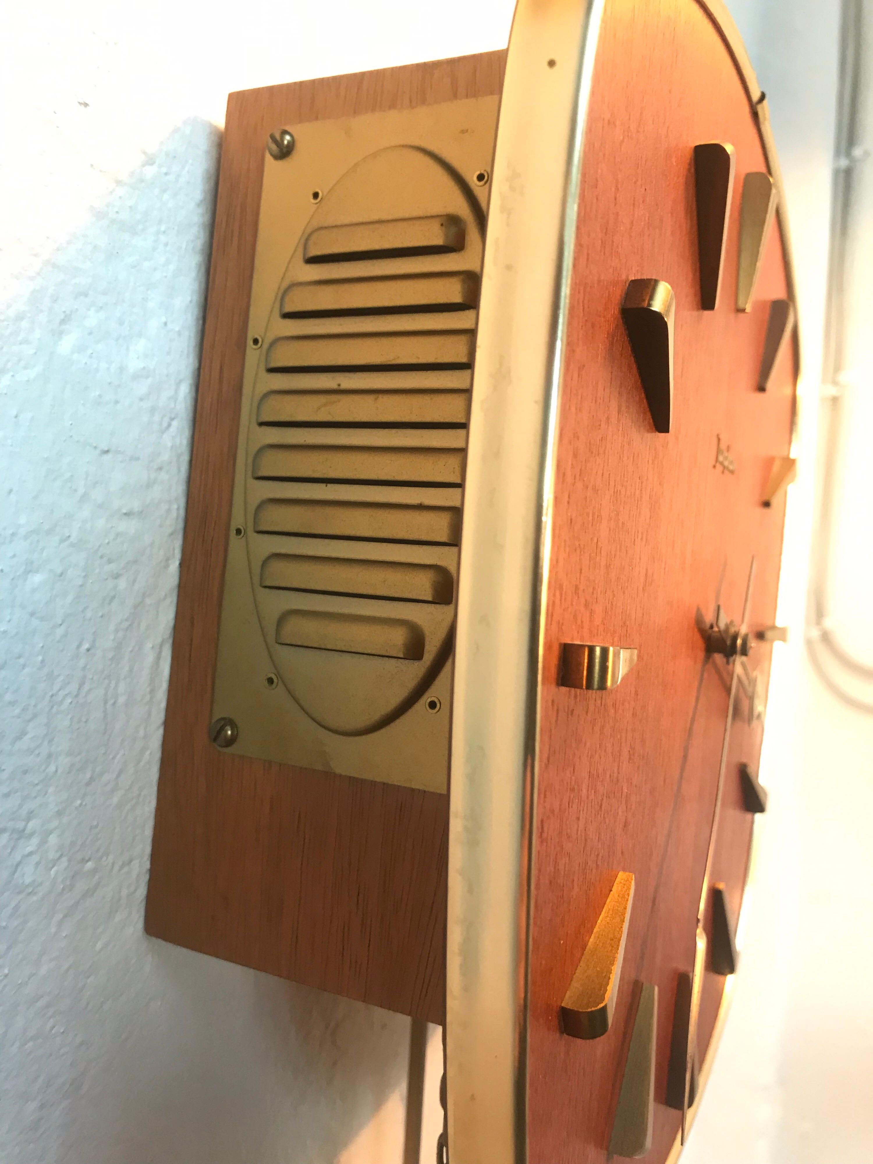 Mid-Century Modern Vintage Junghans Pendulum Wall Clock in Teak from the 1960s
