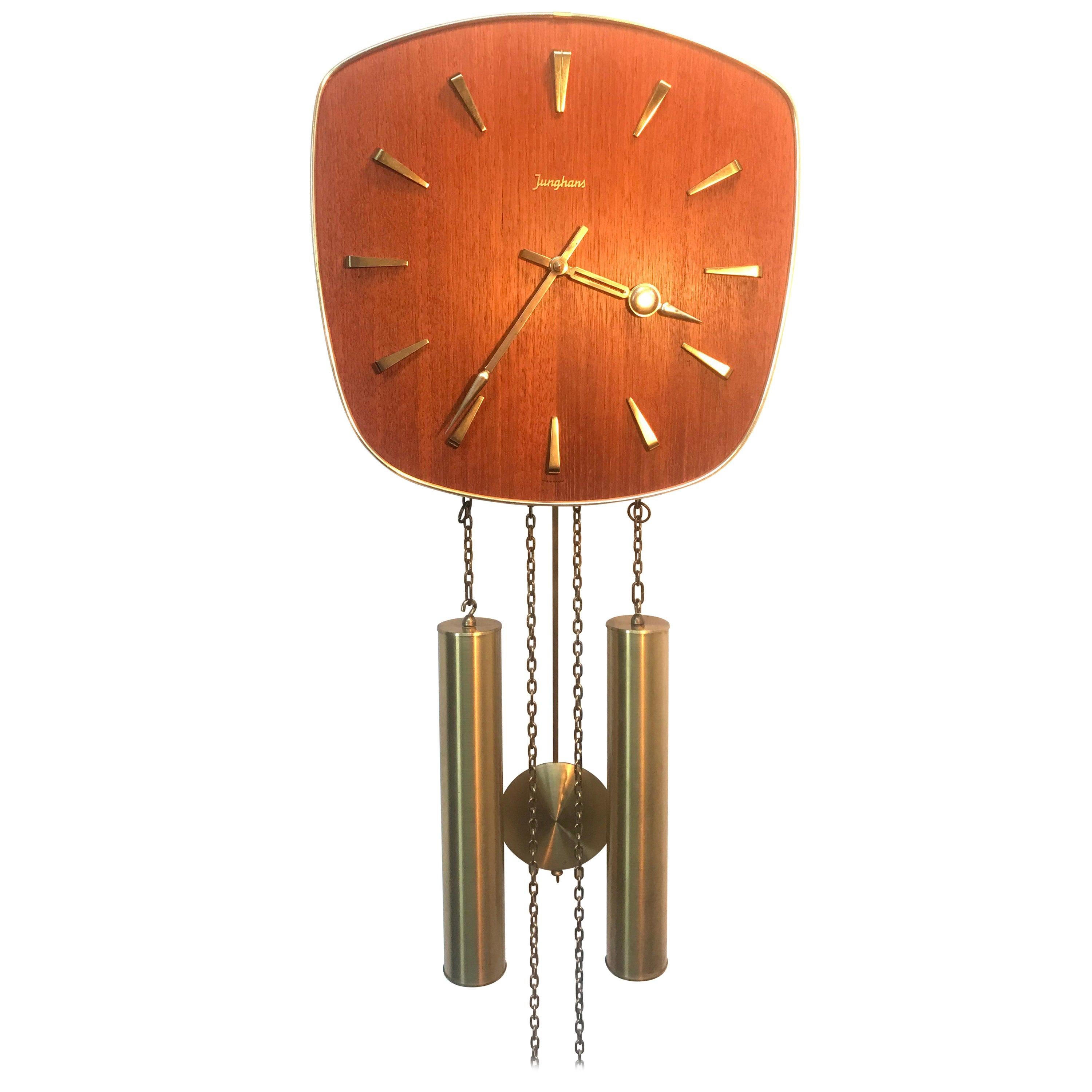 Vintage Junghans Pendulum Wall Clock in Teak from the 1960s