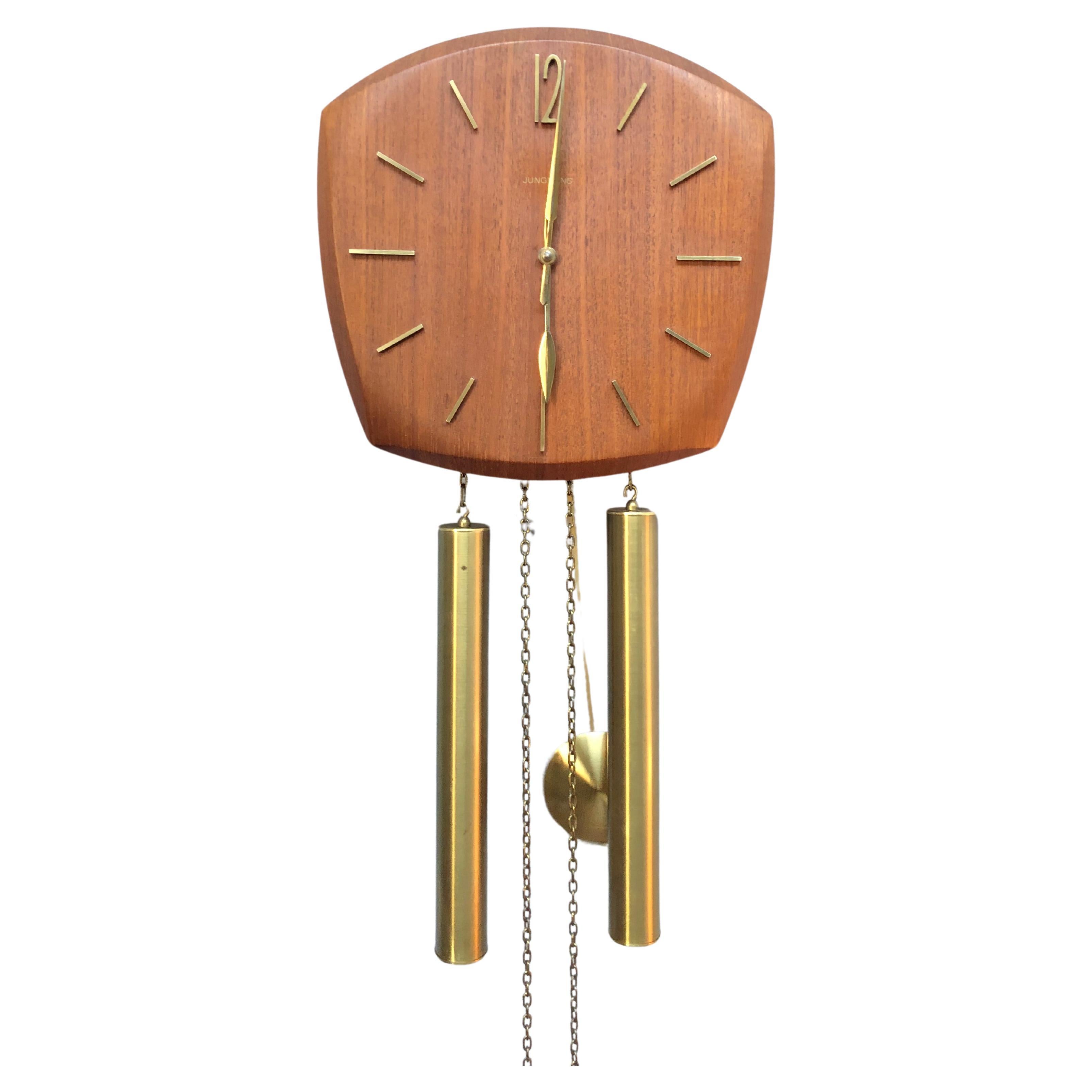 Vintage Junghans Pendulum Wall Clock in Oak Veneer from the 1960s