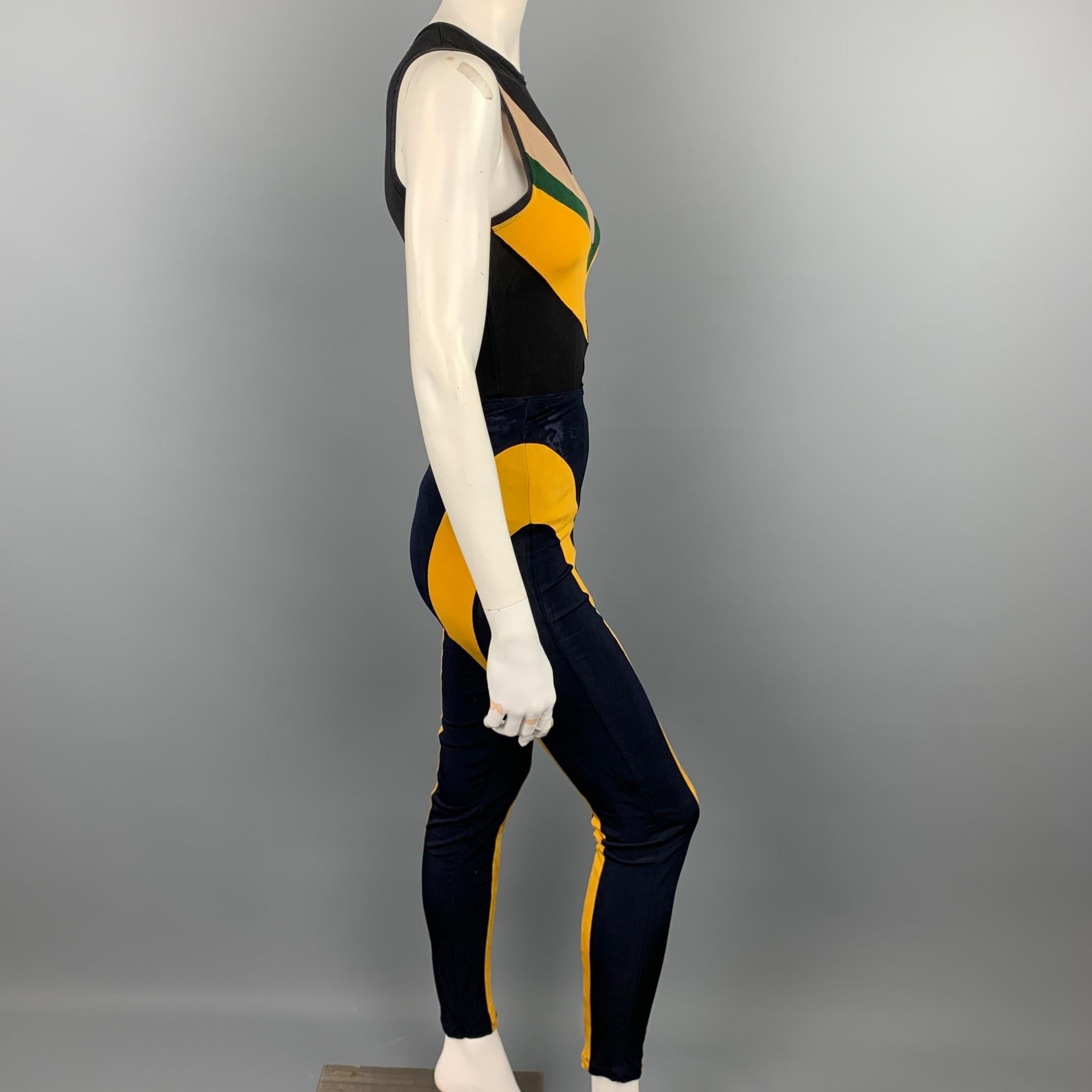 Vintage JUNIOR GAULTIER Black & Multi-Color Color Block Sleeveless Tank Top Set In Good Condition In San Francisco, CA