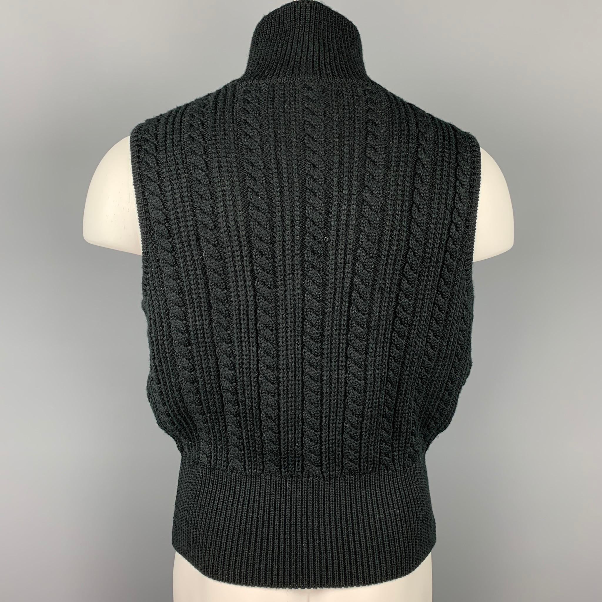 Vintage JUNIOR GAULTIER Size M Black Knitted Wool / Acrylic Turtleneck Vest In Good Condition In San Francisco, CA