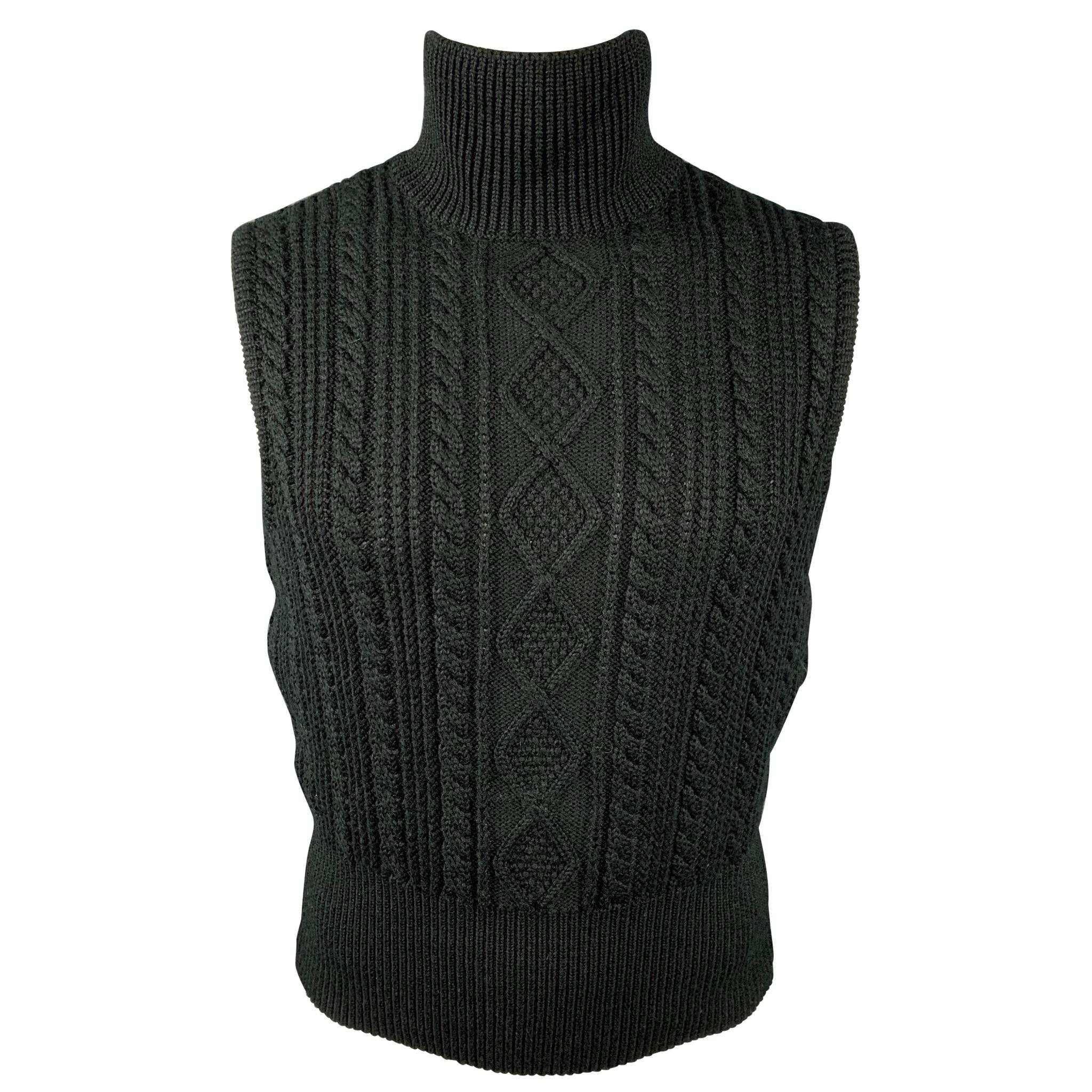 Vintage JUNIOR GAULTIER Size M Black Knitted Wool / Acrylic Turtleneck Vest
