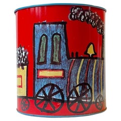 Vintage Junior Paper Waste Basket with Locomotive from IRA, Danish