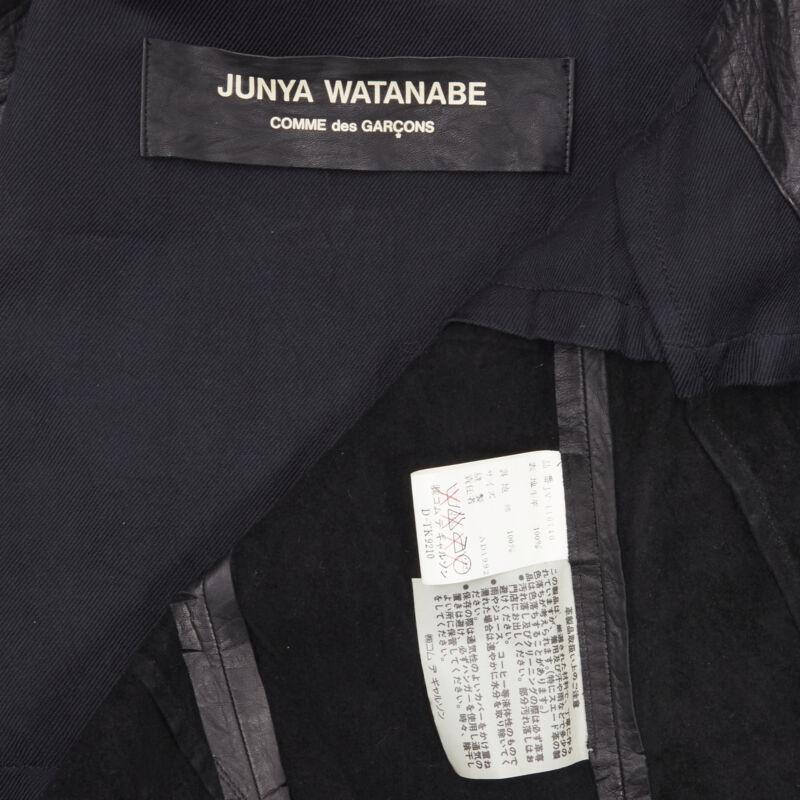 vintage JUNYA WATANABE 1992 black cow hide leather distressed raw cut dress M For Sale 5