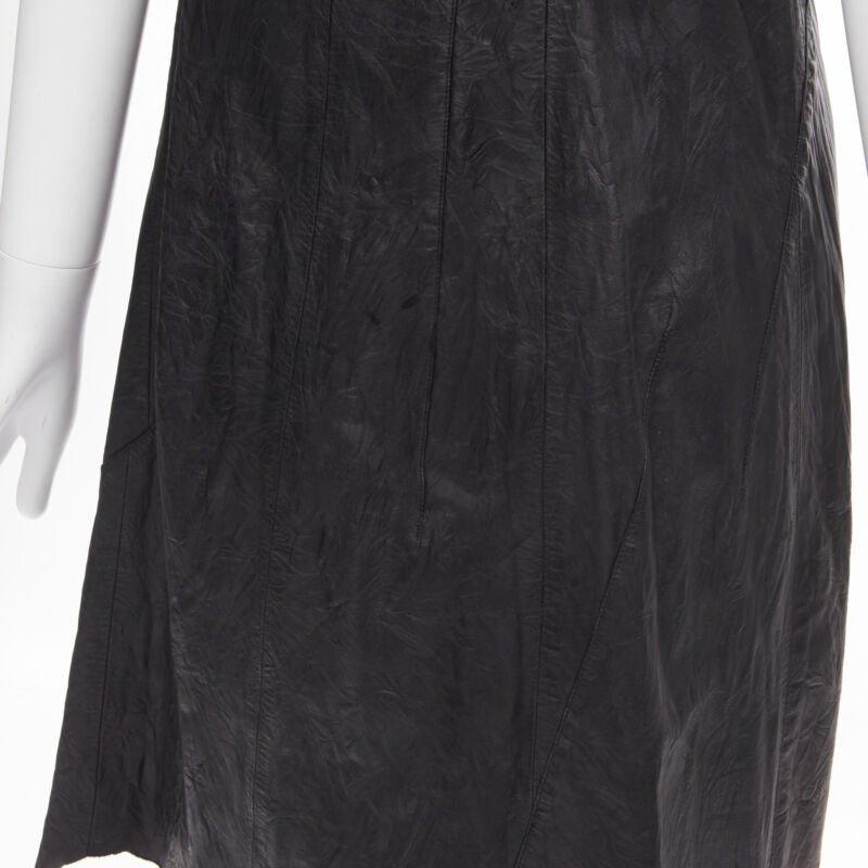 vintage JUNYA WATANABE 1992 black cow hide leather distressed raw cut dress M For Sale 4