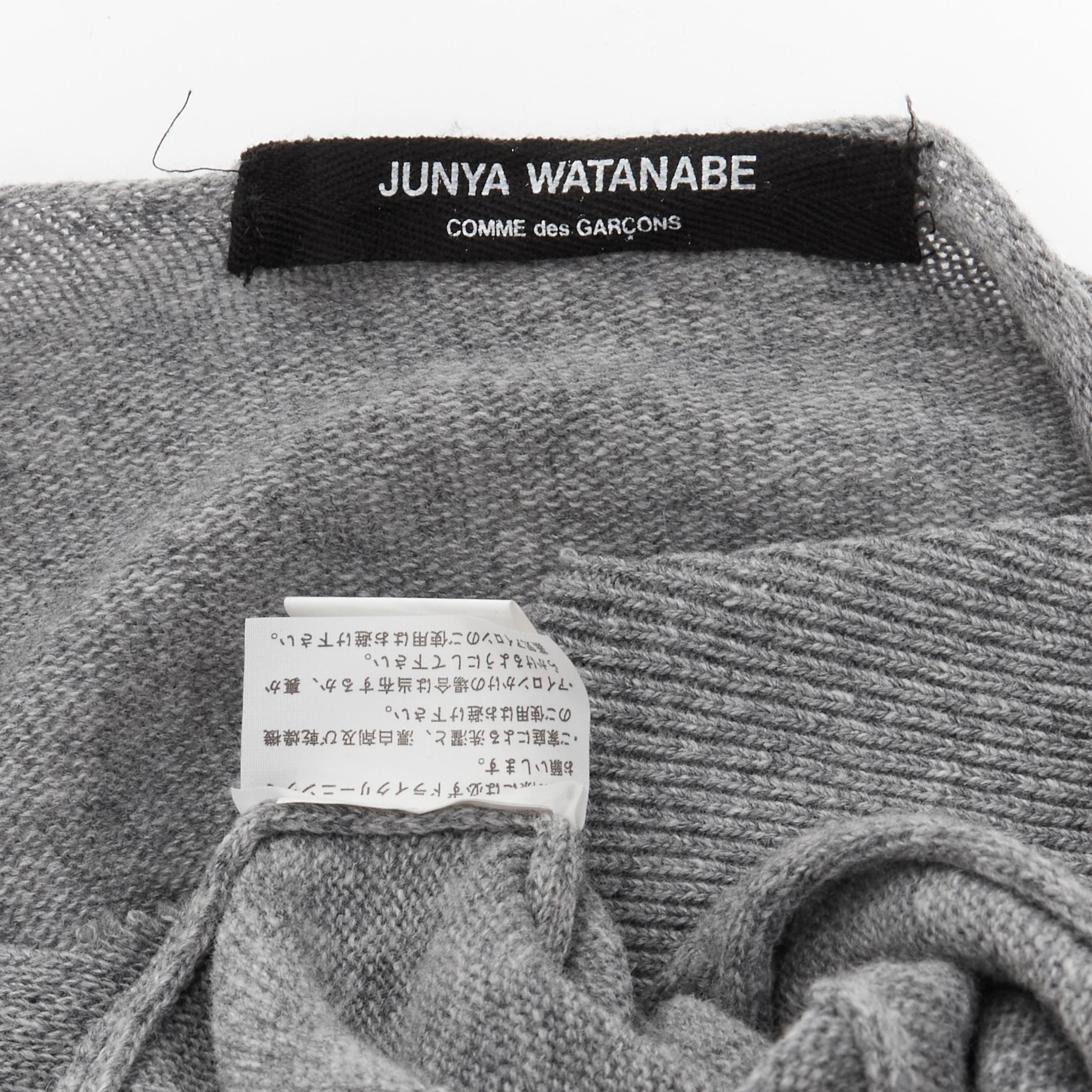 vintage JUNYA WATANABE 1992 grey wool deconstructed extra long sleeve sweater For Sale 4