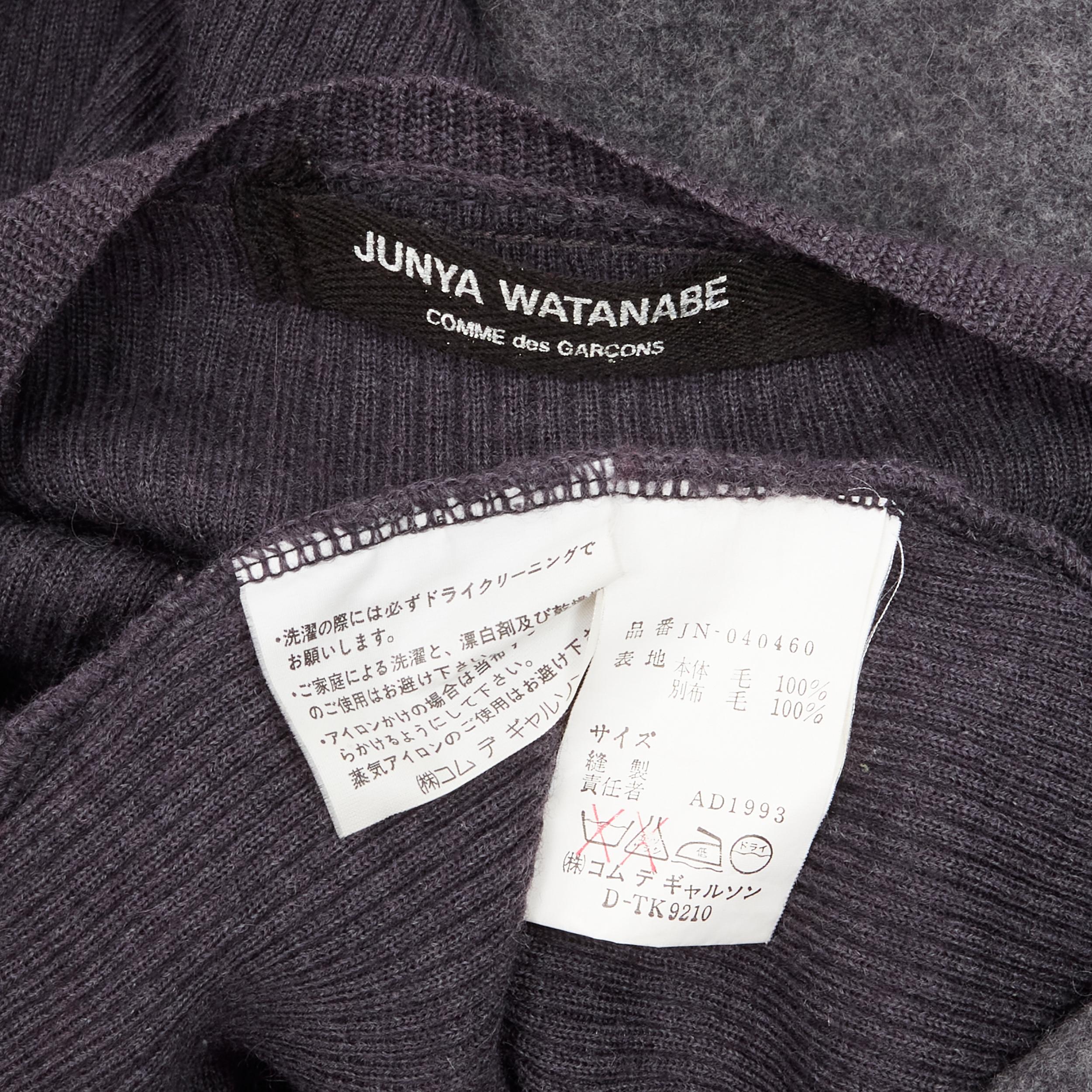 vintage JUNYA WATANABE 1993 grey attached wool scarf  ribbed sweater S 3