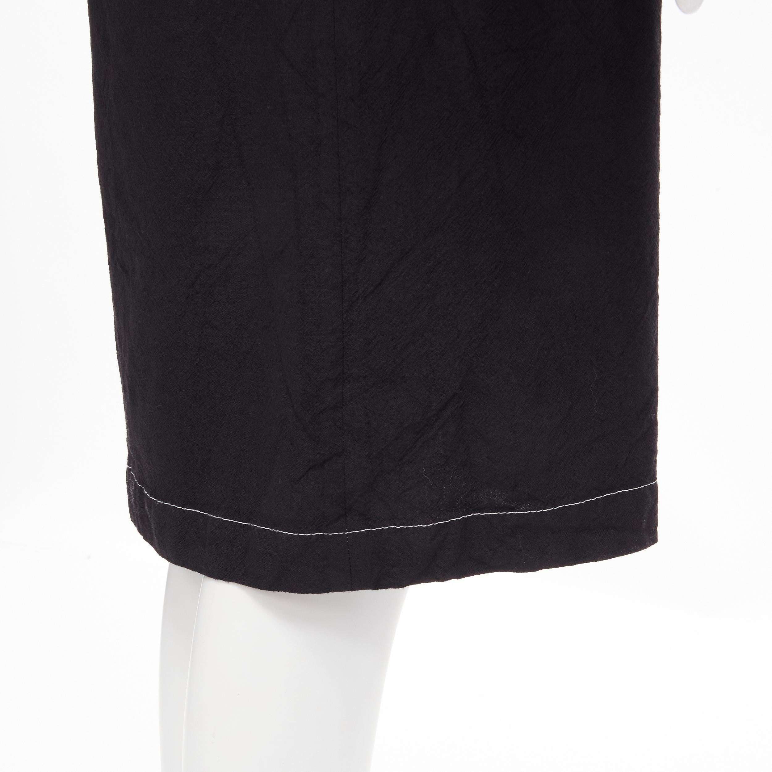 vintage JUNYA WATANABE 1994 black wool shoulder padded layered coat dress S For Sale 5