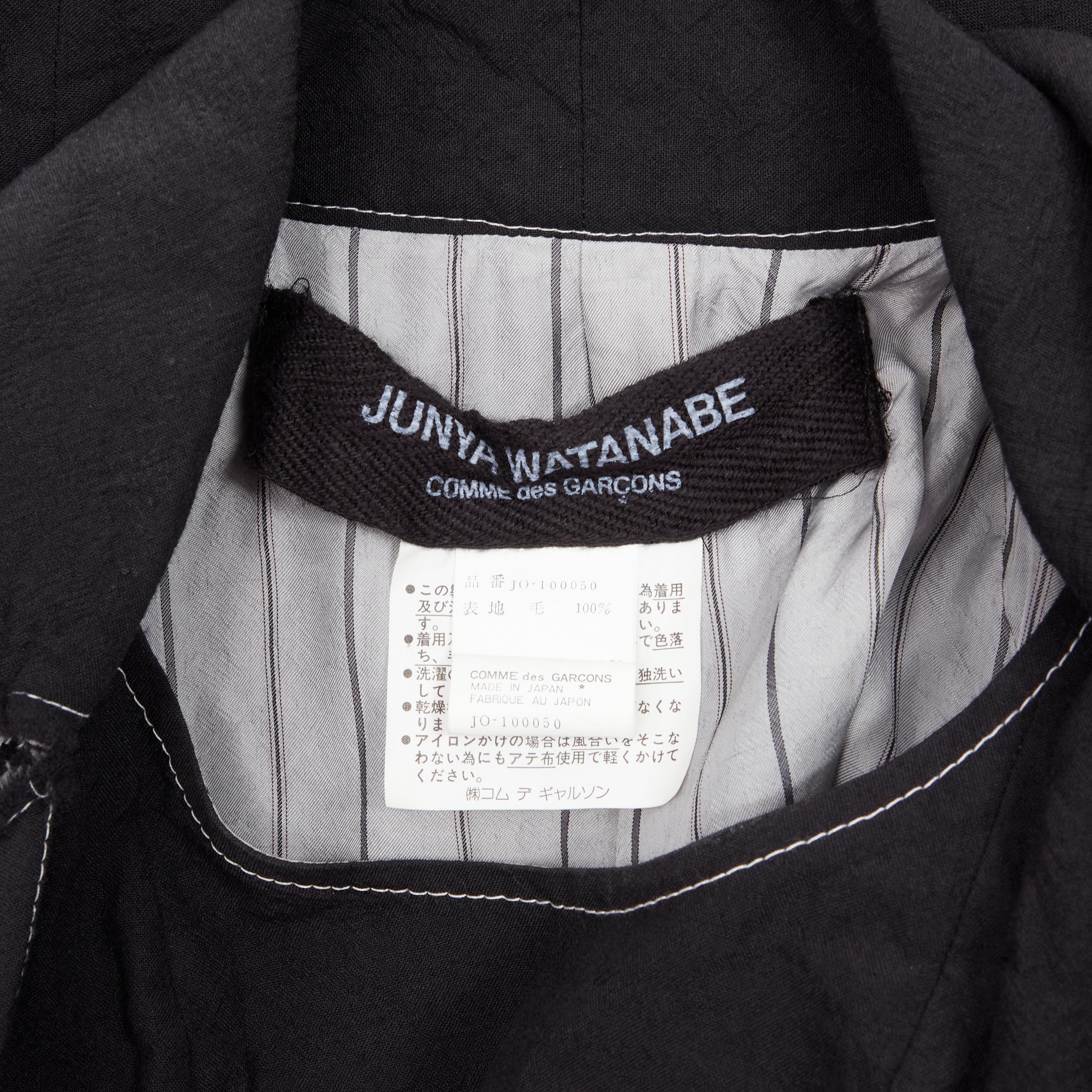 vintage JUNYA WATANABE 1994 black wool shoulder padded layered coat dress S For Sale 6