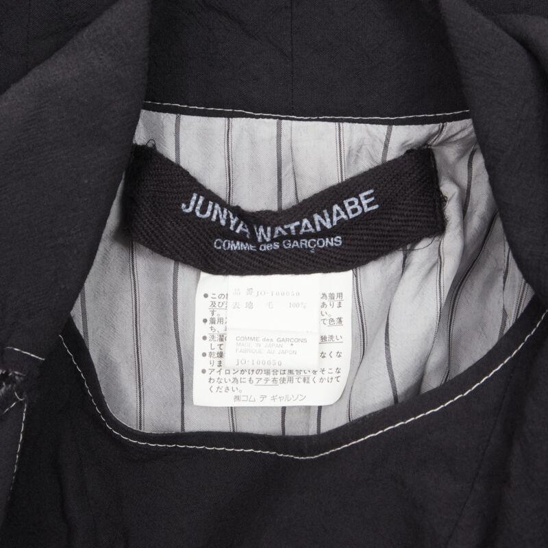 vintage JUNYA WATANABE 1994 lana negra hombro acolchado capa abrigo vestido S en venta 6