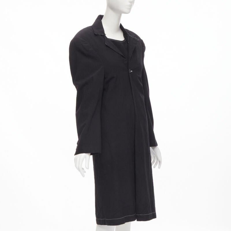 vintage JUNYA WATANABE 1994 lana negra hombro acolchado capa abrigo vestido S en Excelente estado para la venta en Hong Kong, NT