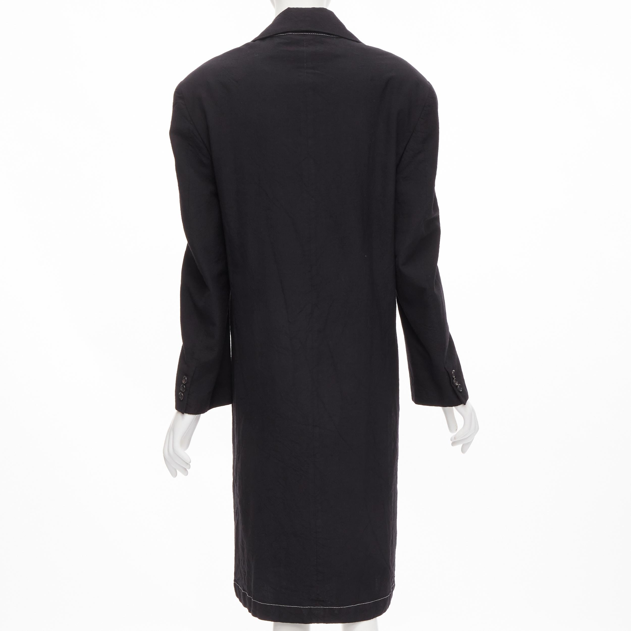 vintage JUNYA WATANABE 1994 black wool shoulder padded layered coat dress S For Sale 1