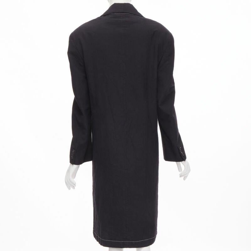 vintage JUNYA WATANABE 1994 lana negra hombro acolchado capa abrigo vestido S en venta 1